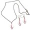 SET Pink Ribbon Awareness White Lamp Work Glass Heart Chain Necklace and Earrings product 1